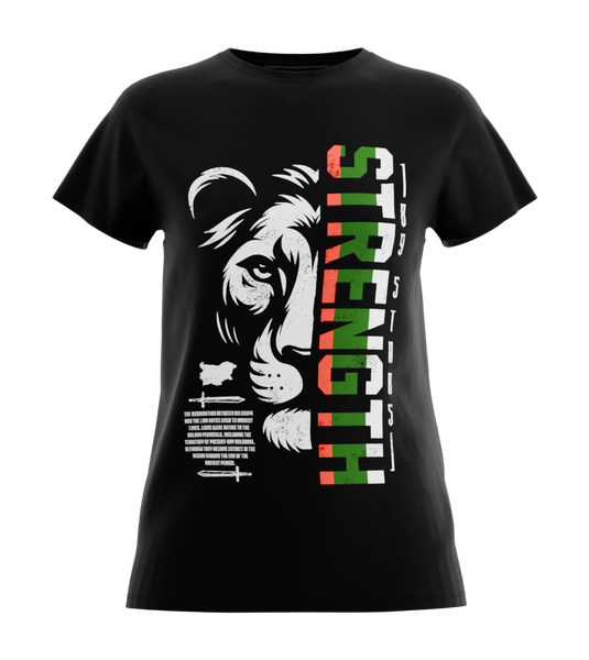 89stars | Дамска Regular тениска ’Strength’ – Символ на мощ и традиция! - Черно / XS / Лице - Дамски regular