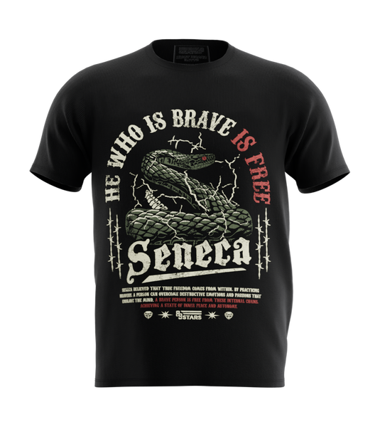 89stars | Мъжка Regular тениска ’Seneca’ – Който е смел е свободен! - Черно / S / Лице - Мъжки regular