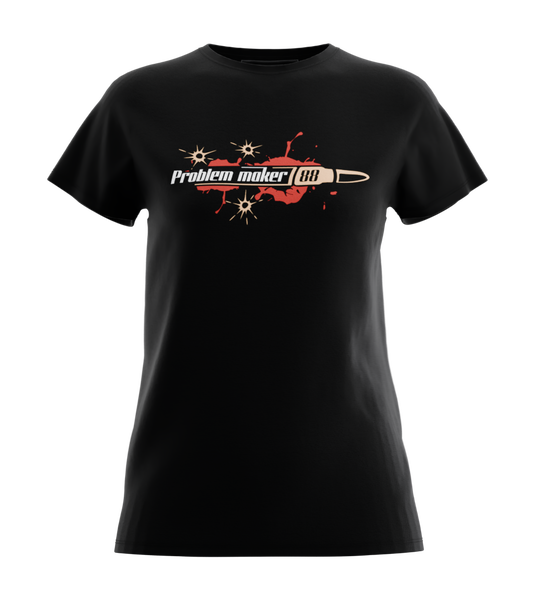 89stars | Дамска Regular тениска ’Problem Maker 88’’ – За жените с увереност и стил! - Черно / XS / Лице - Дамски regular