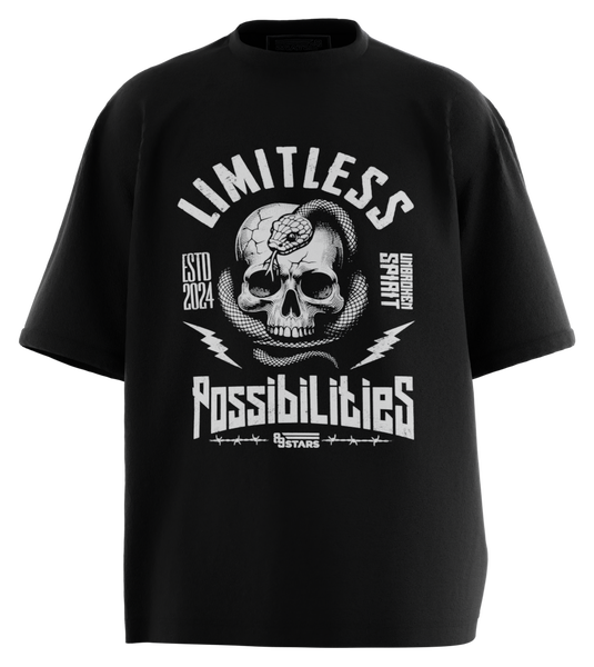 89stars | Мъжка Oversized тениска ’Limitless’ – Премини отвъд границите си - Черно / S / Лице - Мъжки oversized