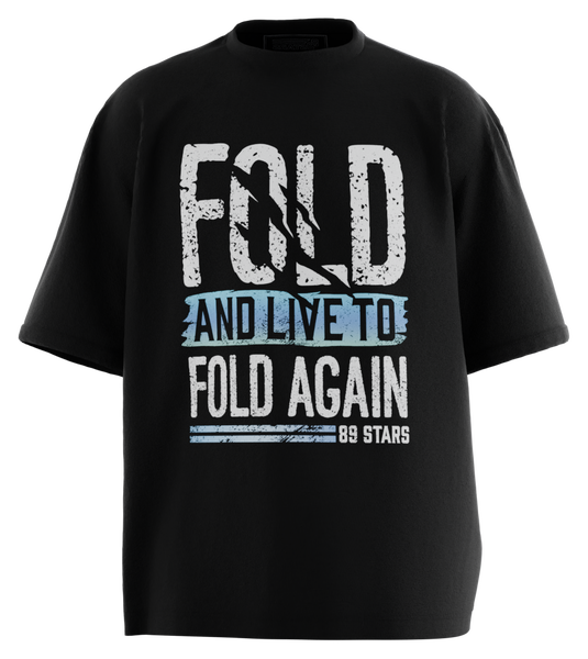 89stars | Мъжка Oversized тениска ’Fold and Live to Fold Again’ – Изкуството на тактиката и победата - Черно / S / Лице - Мъжки oversized
