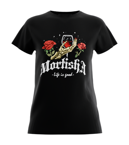 89stars | Дамска Regular Тениска ’Mortisha’ – Мистерия обвита в елегантност и стил за уверени жени! - Черно / XS / Лице - Дамски regular