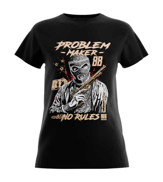 89stars | Дамска Regular Тениска ’No Rules’ – Изрази своя бунтарски дух със стил! - Черно / XS / Лице - Дамски regular