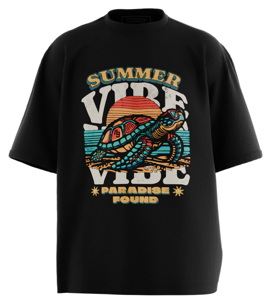 89stars | Мъжка Oversized тениска ’Summer Vibe’ – Лятото те зове! - Черно / S / Лице - Мъжки oversized