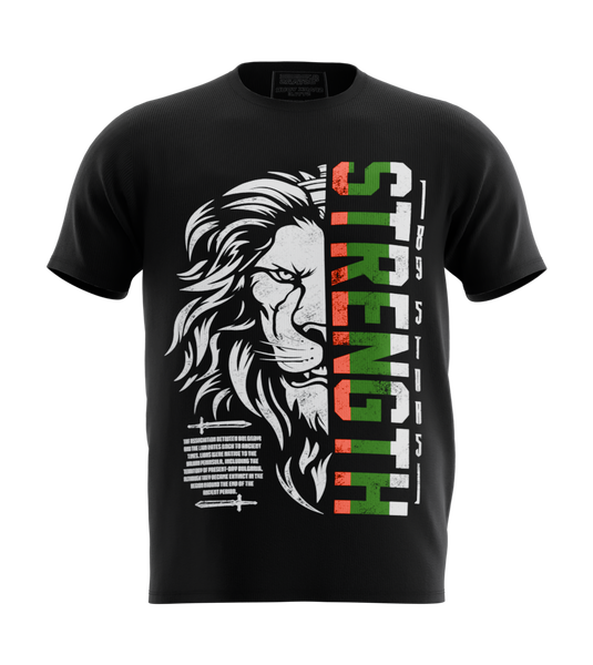 89stars | Мъжка Regular тениска ’Strength’ – Символ на лъвска сила и дух! - Черно / S / Лице - Мъжки regular