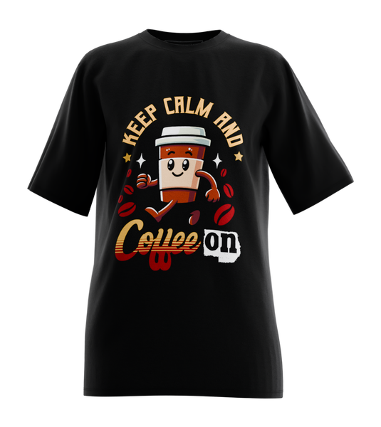 89stars | Дамска Oversized тениска ’Keep Calm’ – Енергия с усмивка! - Черно / XS / Лице - Дамски oversized