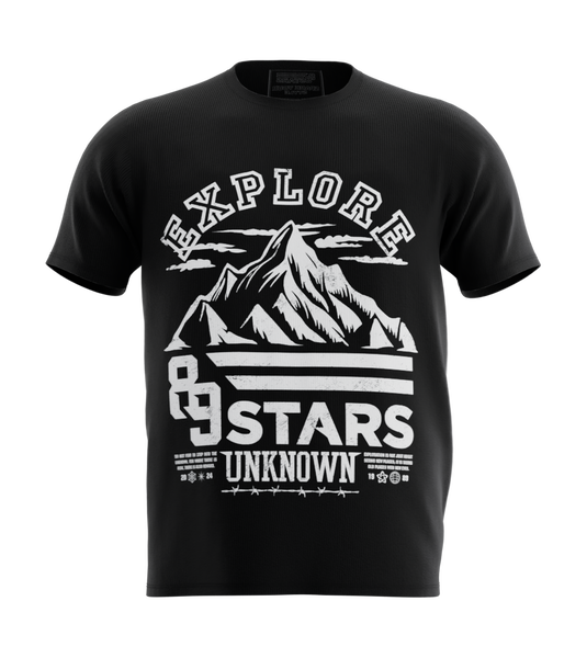 89stars | Мъжка Regular Тениска ’Explore Unknown’ – Осмели се да откриеш нови хоризонти! - Черно / S / Лице - Мъжки regular