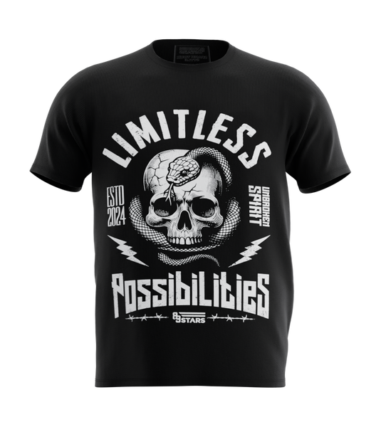 89stars | Мъжка Regular Тениска ’Limitless’ – Безкрайни възможности неограничени амбиции! - Черно / S / Лице - Мъжки regular