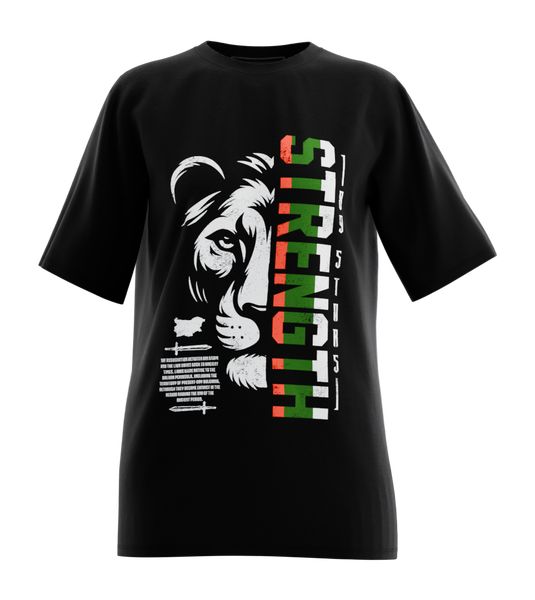 89stars | Дамска Oversized тениска ’Strength’ – Символ на сила и непоклатимост! - Черно / XS / Лице - Дамски oversized