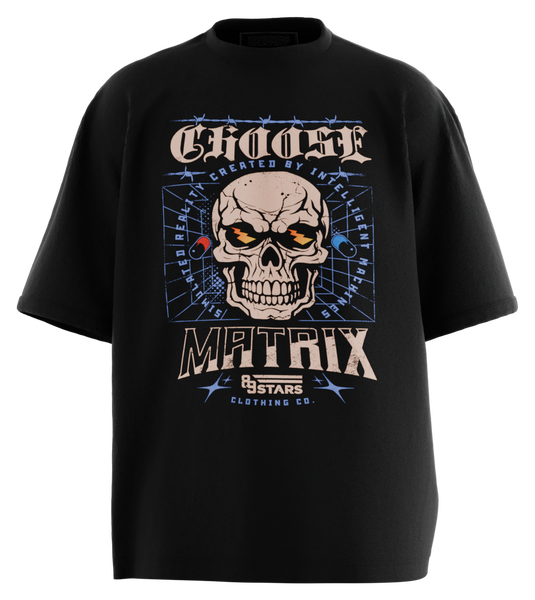 89stars | Мъжка Oversized тениска ’Matrix’ – Избери своята реалност! - Черно / S / Лице - Мъжки oversized