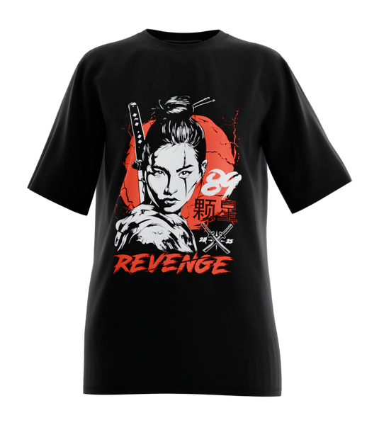 89stars | Дамска Oversized тениска ’Revenge’ – Израз на сила и решителност! - Черно / XS / Лице - Дамски oversized
