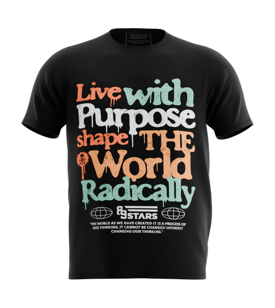 89stars | Мъжка Regular Тениска ’Live with Purpose’ – Промени света с увереност! - Черно / S / Лице - Мъжки regular