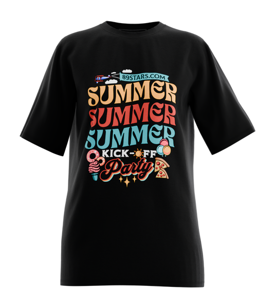 89stars | Дамска Oversized тениска ’Summer Party’ – Летен стил и безкрайно забавление! - Черно / XS / Лице - Дамски oversized