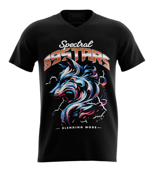 89stars | Мъжка V-neck тениска ’Spectral’ – Изрази своята същност! - Черно / S / Лице - Мъжки v-neck