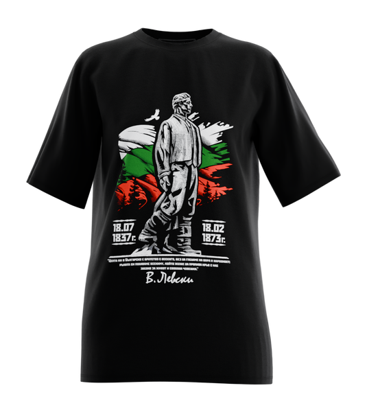 89stars | Дамска Oversized тениска ’Левски’ – Изрази духа на свободата! - Черно / XS / Лице - Дамски oversized