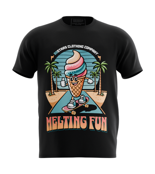 89stars | Мъжка Regular тениска ’Melting Fun’ – Летен стил за забавление! - Черно / S / Лице - Мъжки regular