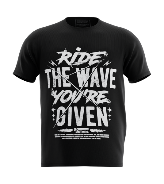 89stars | Мъжка Regular тениска ’Ride the Wave’ – Яхни вълната която ти е дадена! - Черно / S / Лице - Мъжки regular