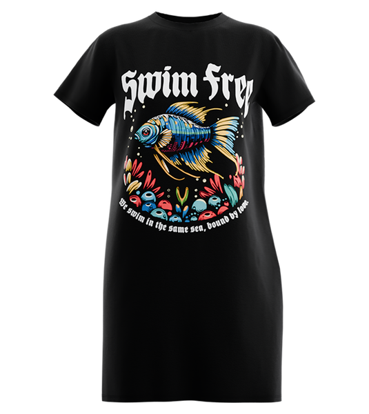 89stars | Дамска Туника ’Swim Free’ – Свобода и стил в подводния свят! - Черно / XS / Лице - Дамска туника