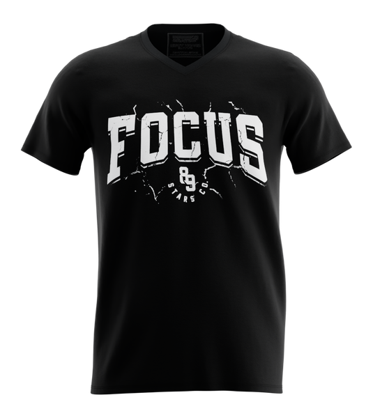 89stars | Мъжка V-neck тениска ’Focus’ – Концентрирай се върху успеха - Черно / S / Лице - Мъжки v-neck
