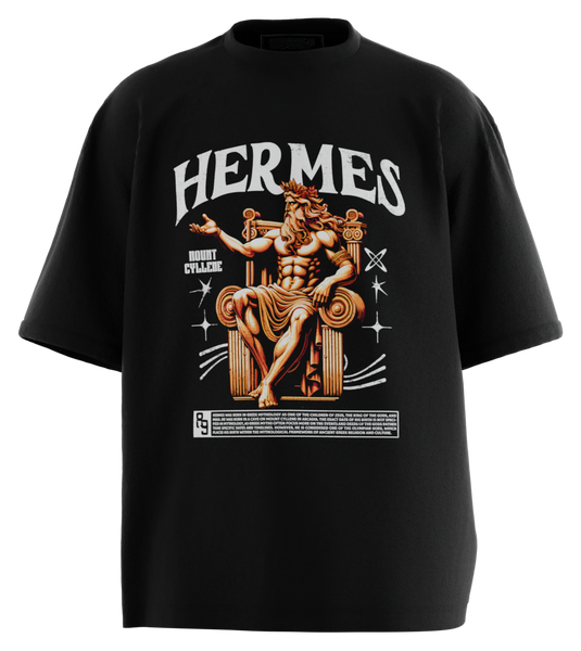 89stars | Мъжка Oversized тениска ’Hermes’ – Митология и сила във всеки детайл! - Черно / S / Лице - Мъжки oversized