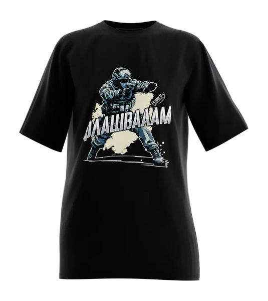 89stars | Дамска Oversized тениска ’Флашвааам’ – Геймърски стил с гръм и трясък! - Черно / XS / Лице - Дамски oversized