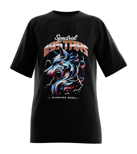 89stars | Дамска Oversized тениска ’Spectral’ – Мощ и мистерия в един дизайн! - Черно / XS / Лице - Дамски oversized
