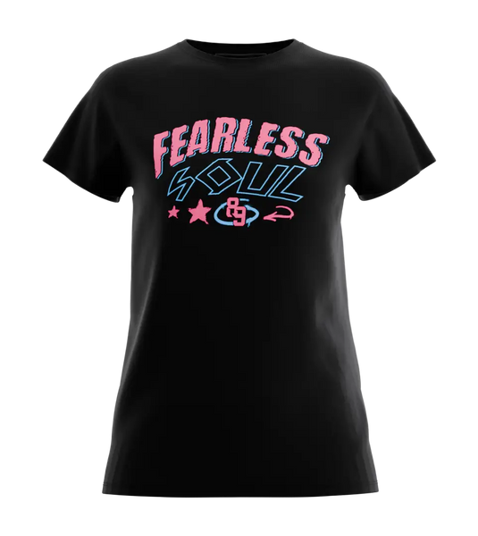 89stars | Дамска Regular тениска ’Fearless Soul’ – Не се страхувай да бъдеш себе си! - Черно / XS / Лице - Дамски regular