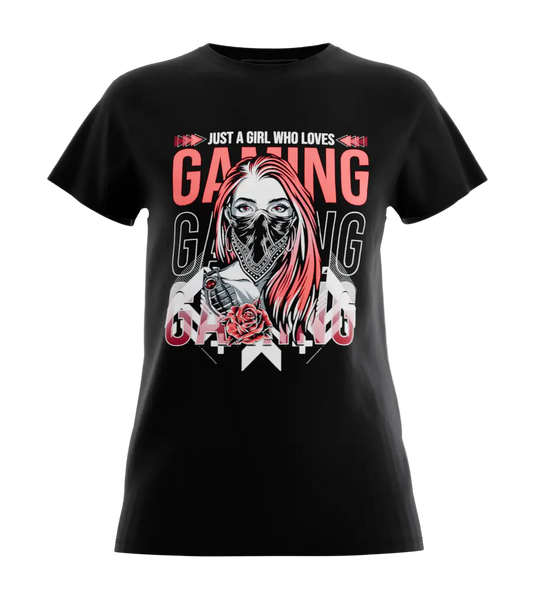 89stars | Дамска Regular тениска ’Girl Who Loves Gaming’ – Погледът казва всичко. - Черно / XS / Лице - Дамски regular