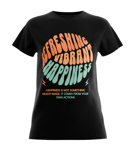 89stars | Дамска Regular тениска ’Happiness’ – Живот с цветове и усмивки! - Черно / XS / Лице - Дамски regular