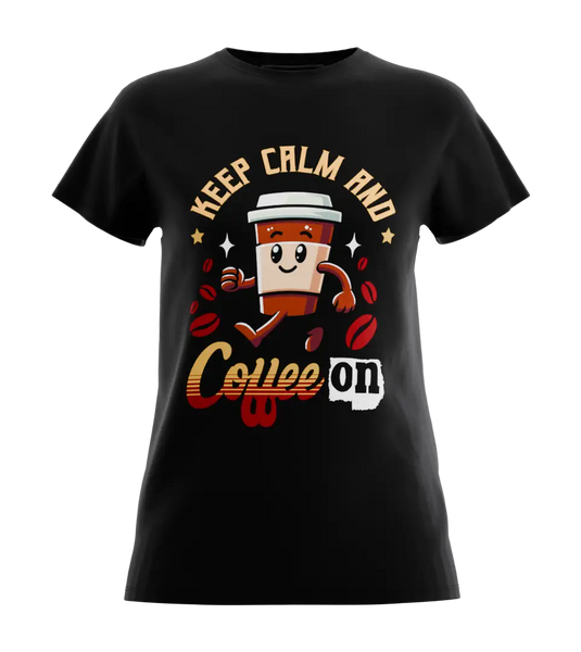 89stars | Дамска Regular тениска ’Keep Calm’ – Дизайн който говори вместо теб! - Черно / XS / Лице - Дамски regular