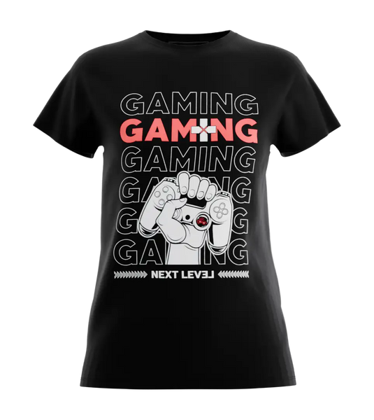 89stars | Дамска Regular тениска ’Next Level Gaming’ – Стил за истинските геймърки! - Черно / XS / Лице - Дамски regular