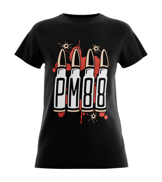 89stars | Дамска Regular тениска ’PM 88’’ – Манифест на характер и индивидуалност! - Черно / XS / Лице - Дамски regular