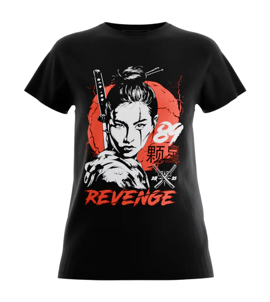 89stars | Дамска Regular тениска ’Revenge’ – Символ на сила и увереност! - Черно / XS / Лице - Дамски regular