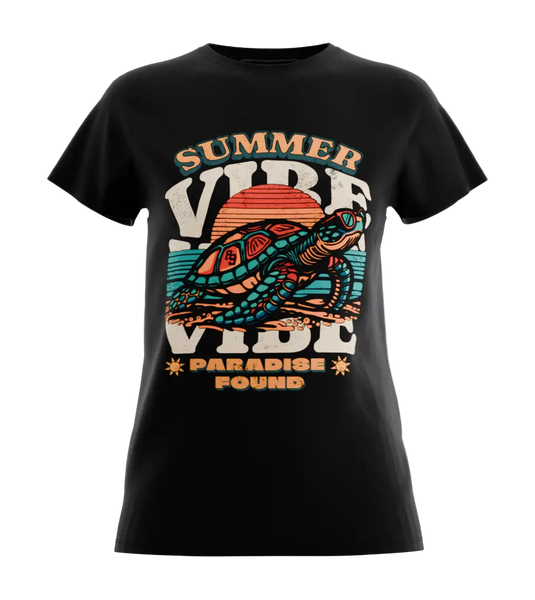 89stars | Дамска Regular тениска ’Summer Vibe’ – Наслади се на лятото със стил! - Черно / XS / Лице - Дамски regular