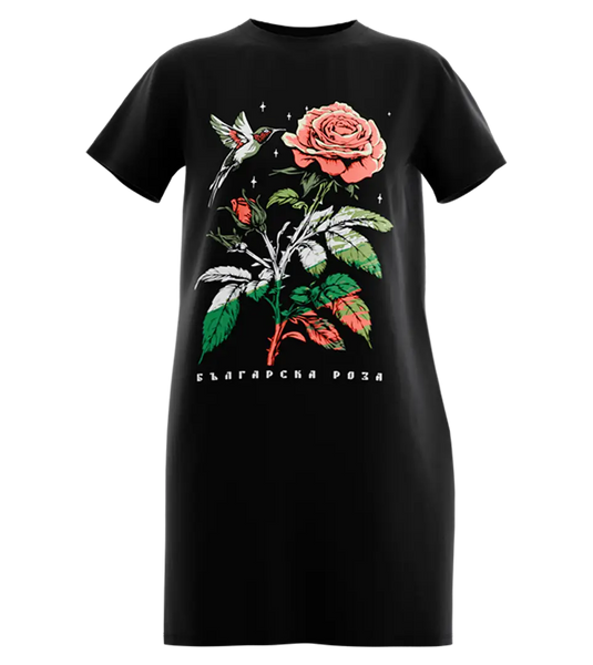 89stars | Дамска Туника „Българска Роза“ – Изящество и символика в един дизайн! - Черно / XS / Лице - Дамска туника