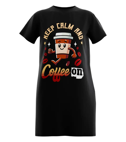 89stars | Дамска Туника ’Keep Calm’ – Стил с кафе настроение! - Черно / XS / Лице - Дамска туника