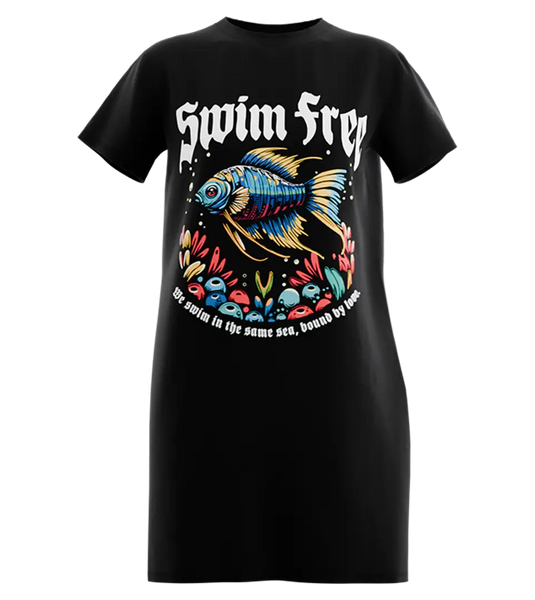 89stars | Дамска Туника ’Swim Free’ – Свобода и стил в подводния свят! - Черно / XS / Лице - Дамска туника