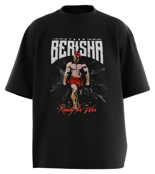 89stars | Мъжка Oversized тениска ’Ready for War’ – Сила дух и решителност в един кадър! - Черно / S / Лице - Мъжки oversized