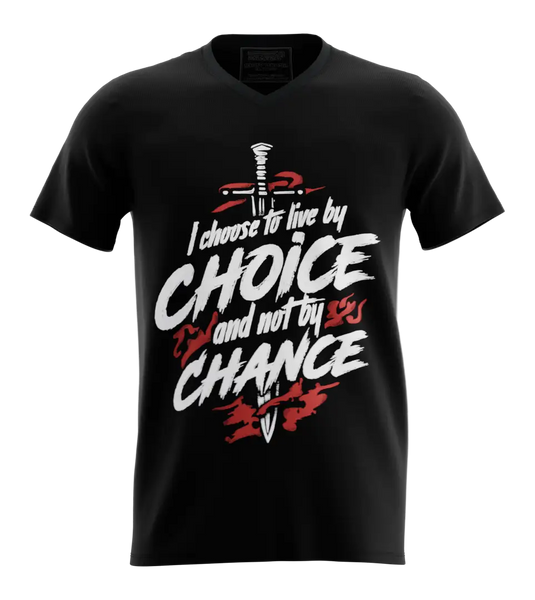 89stars | Мъжка V-neck тениска ’I Choose’ – Животът е избор не случайност - Черно / S / Лице - Мъжки v-neck