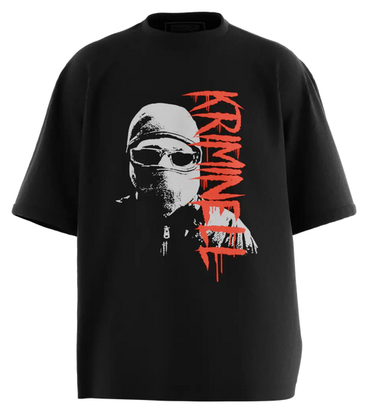 89stars | Мъжка Oversized тениска ’KRIMINELL’ – Бунт улица и безкомпромисен стил - Черно / S / Лице - Мъжки oversized