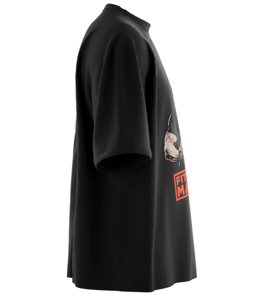 89stars | Мъжка Oversized тениска ’fitnesmanja’ – За културисти с апетит към живота Мъжки oversized