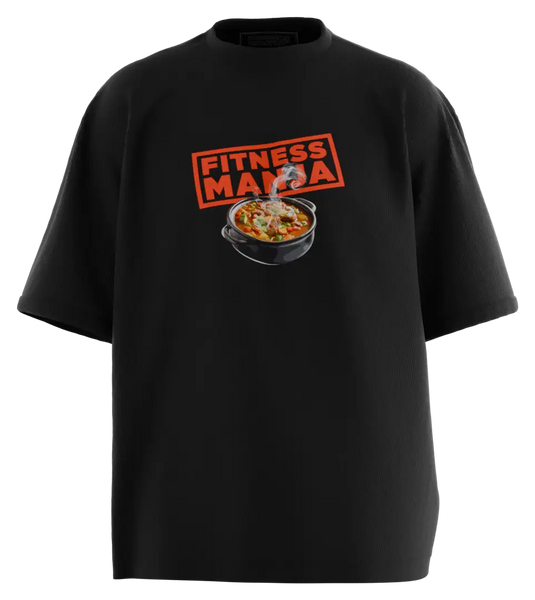 89stars | Мъжка Oversized тениска ’fitnesmanja’ – За културисти с апетит към живота Мъжки oversized