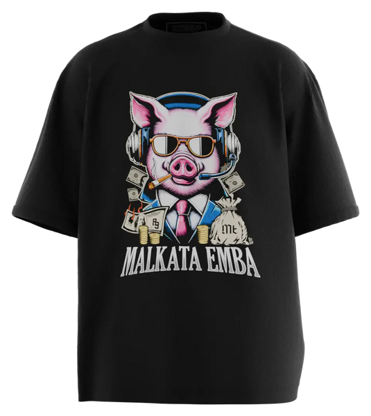 89stars | Мъжка Oversized тениска ’MaLkaTaEmBa’ – Стил хумор и геймърско надмощие. - Черно / S / Лице - Мъжки oversized