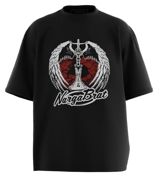 89stars | Мъжка Oversized тениска ’NargaBrat’ – увереност независимост и бунт срещу стандартното! - Черно / S / Лице - Мъжки oversized