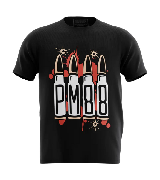 89stars | Мъжка Regular тениска ’PM 88’’ – Емблема на смелост и характер! - Черно / S / Лице - Мъжки regular