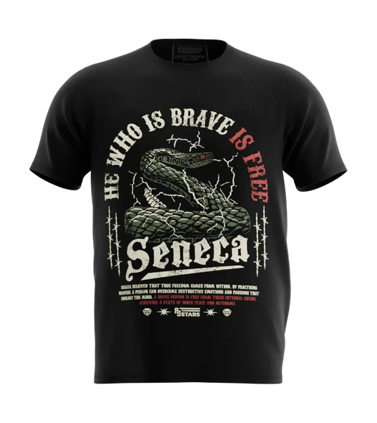 89stars | Мъжка Regular тениска ’Seneca’ – Който е смел е свободен! - Черно / S / Лице - Мъжки regular
