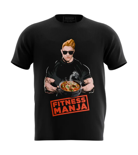 89stars | Мъжка Regular тениска ’fitnesmanja’ – Гладен за мускули гладен за стил Черно / S / Лице Мъжки regular