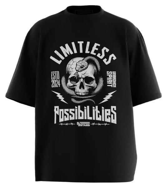 89stars | Мъжка Oversized тениска ’Limitless’ – Премини отвъд границите си - Черно / S / Лице - Мъжки oversized