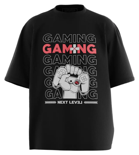 89stars | Мъжка Oversized тениска ’Next Level Gaming’ – Директен визуален манифест – провокативен и ясен! - Черно / S / Лице - Мъжки