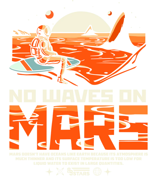 89stars | Мъжка Oversized тениска ’No Waves on Mars’ – За приключения извън рамката на земята!! - Мъжки oversized
